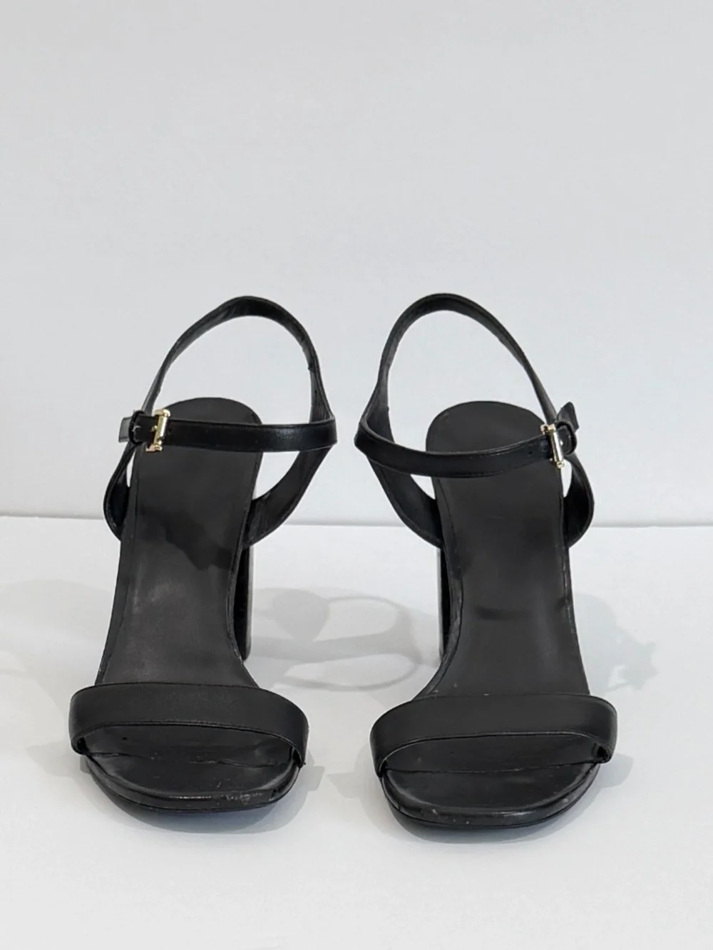 Michael Kors Black Leather Block Heel Ankle Strap Sandals Size 7.5M